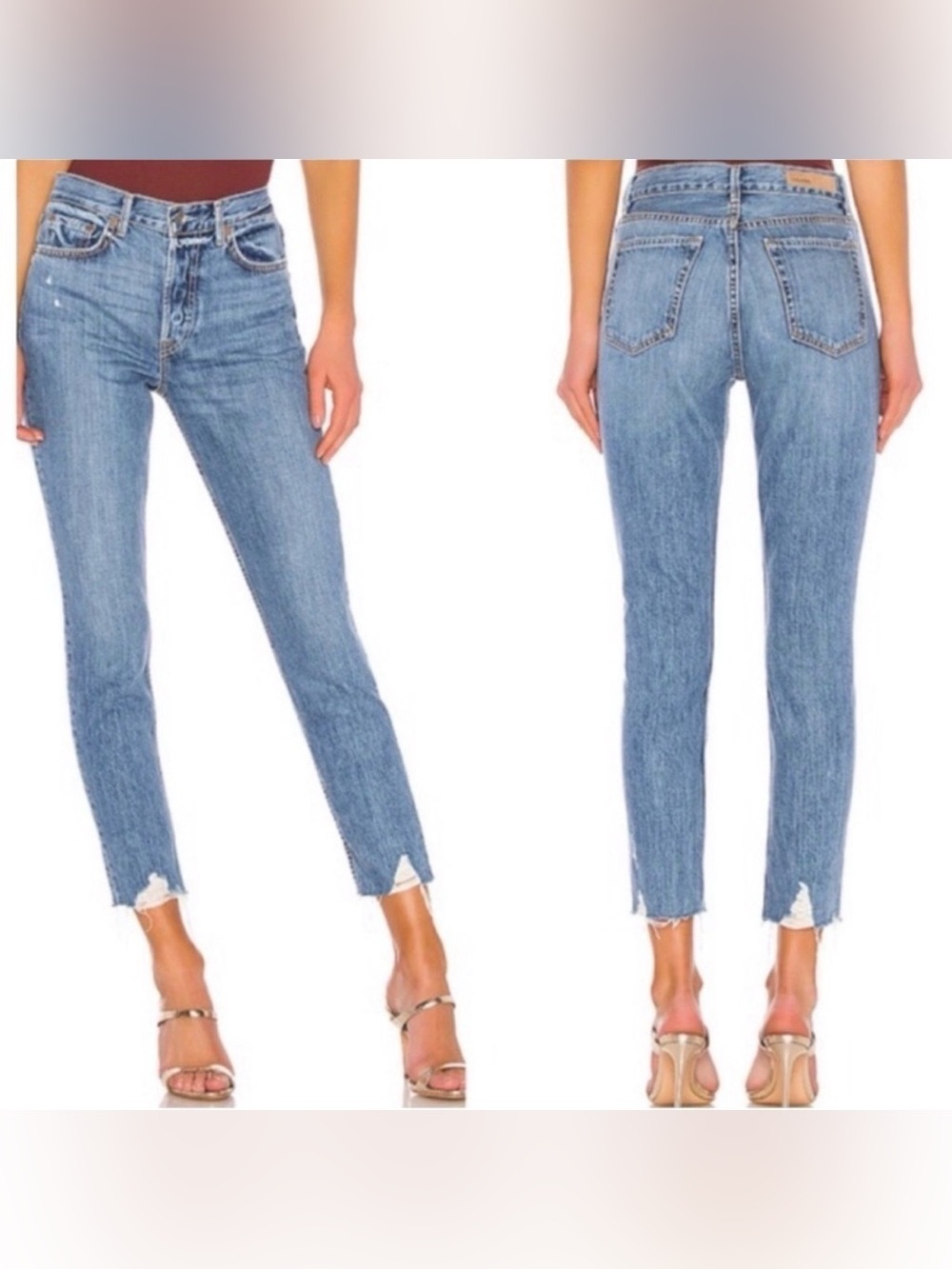 GRLFRND Karolina Jeans Forget Me Never Raw Hem Ankle Organic Cotton Size 26
